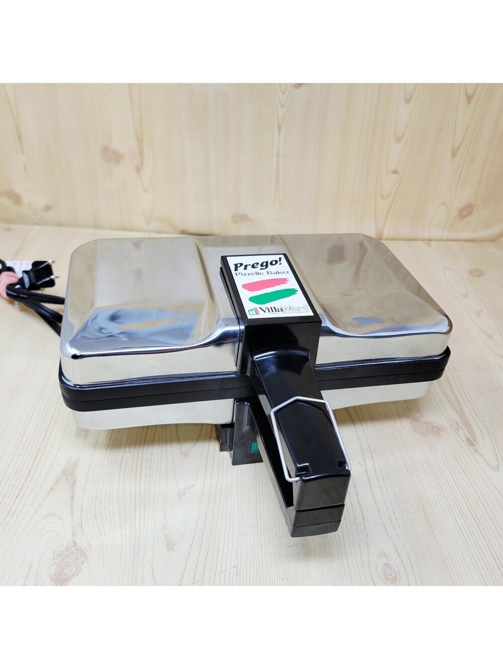 Villaware Prego Pizzelle Cookie Baker Maker Chrome Non-Stick Model 3600-NS NICE!